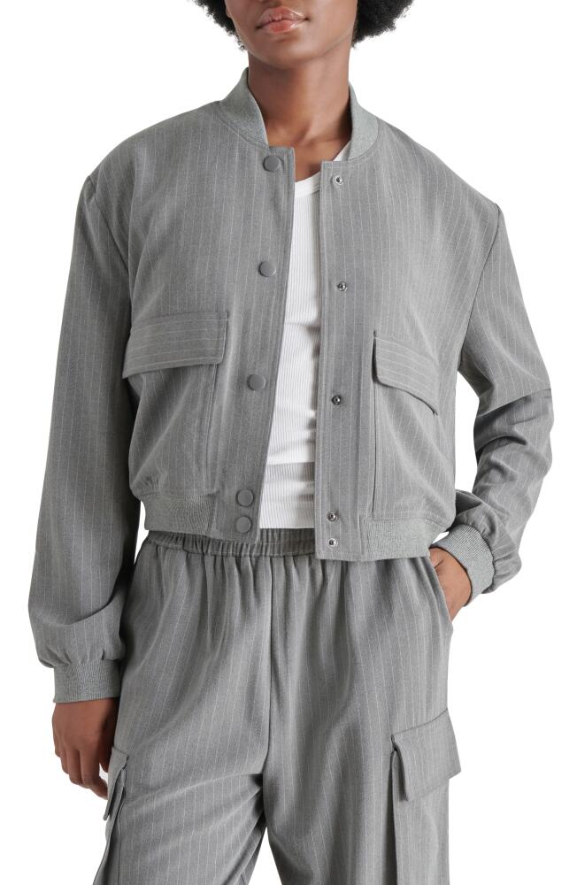 Steve Madden Ardine Pinstripe Bomber Jacket in Grey Cover