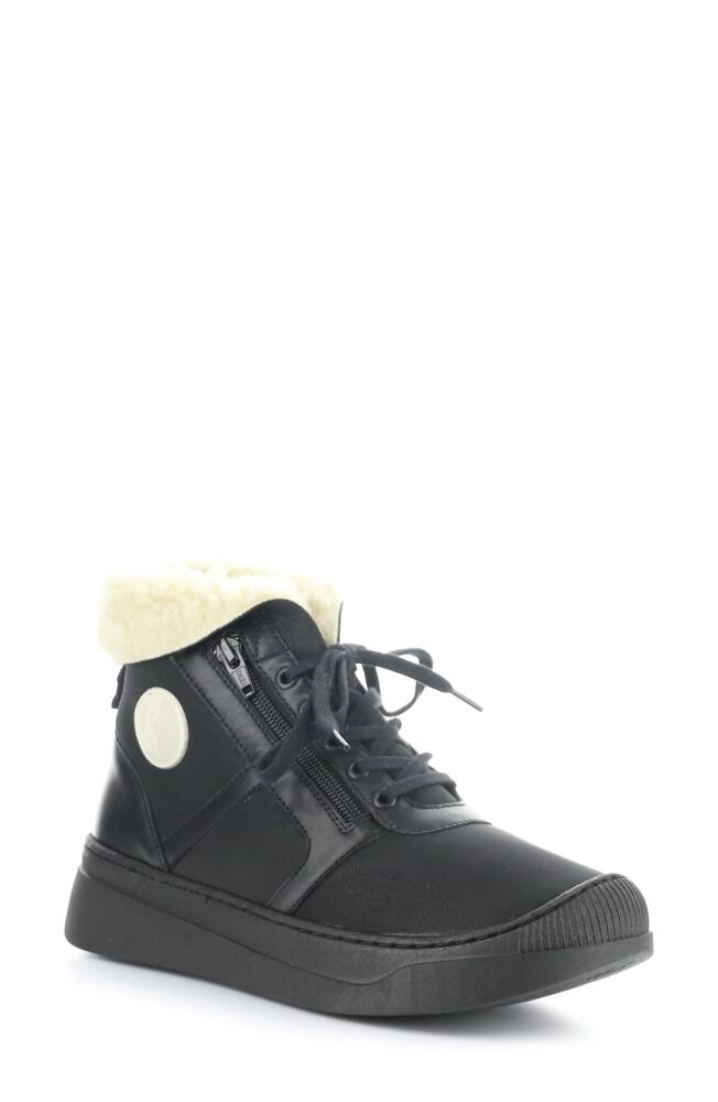 Softinos by Fly London Faux Shearling Bootie in Black Smooth Leather Cover