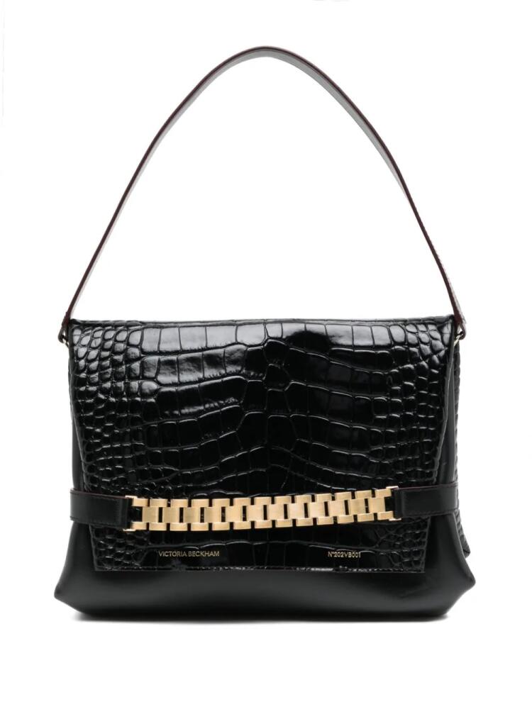 Victoria Beckham Classic Chain embossed-crocodile clutch bag - Black Cover