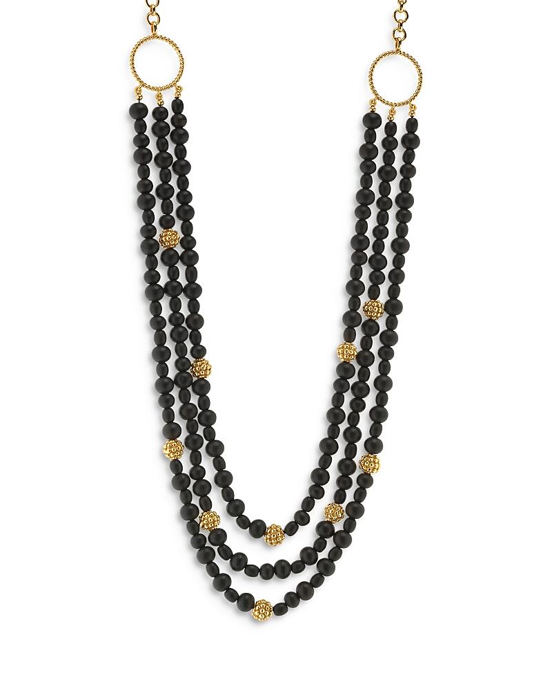 Capucine De Wulf Ebony Beaded Multi Row Statement Necklace in 18K Gold Plated, 18 Cover