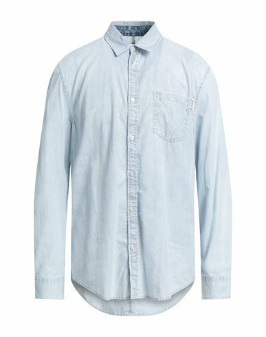 Guess Man Shirt Light blue Cotton Cover