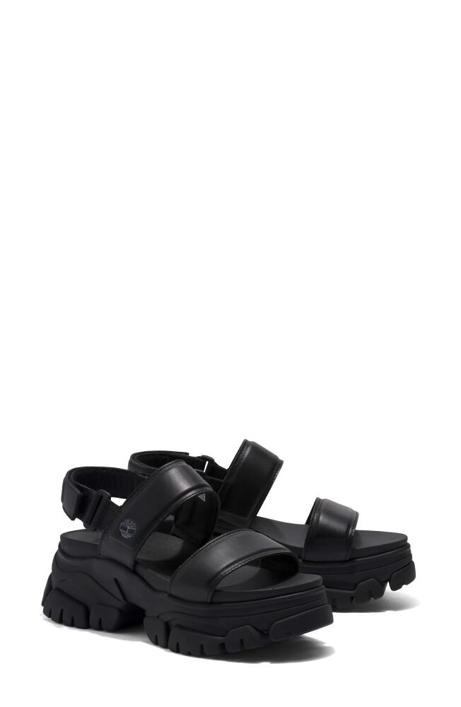 Timberland Adley Way Platform Sandal in Black Full Grain Cover