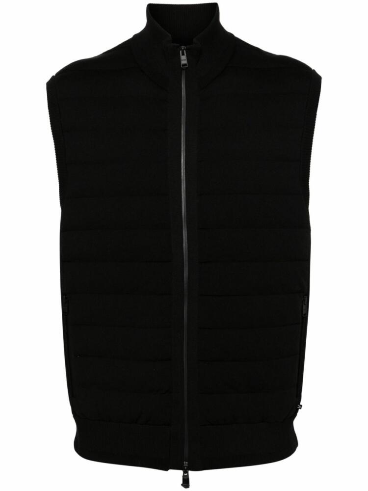 BOSS knitted-panels quilted gilet - Black Cover