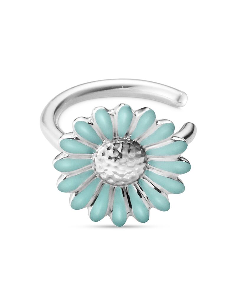 Georg Jensen Sterling Silver Daisy Enamel Flower Small Ear Cuff Cover