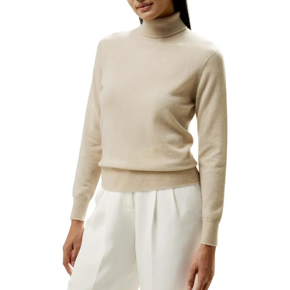 Lilysilk Pure Cashmere Turtleneck Sweater in Beige/khaki Cover