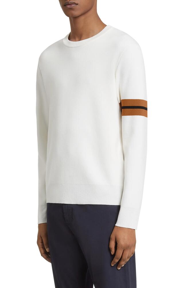 ZEGNA Signifier High Performance™ Stripe Wool Sweater in White Cover