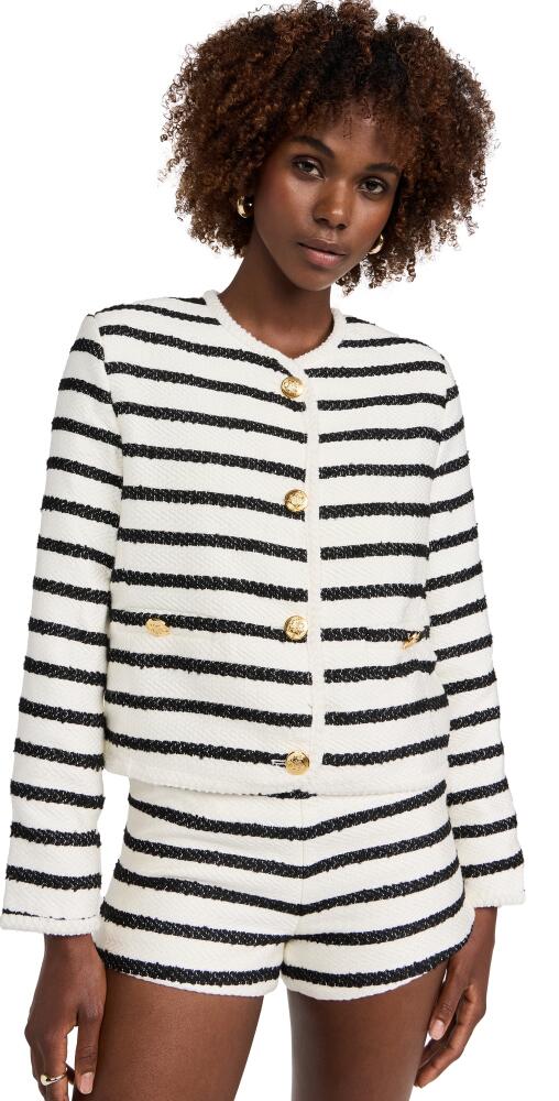 English Factory Stripe Tweed Jacket Off White/Black Cover