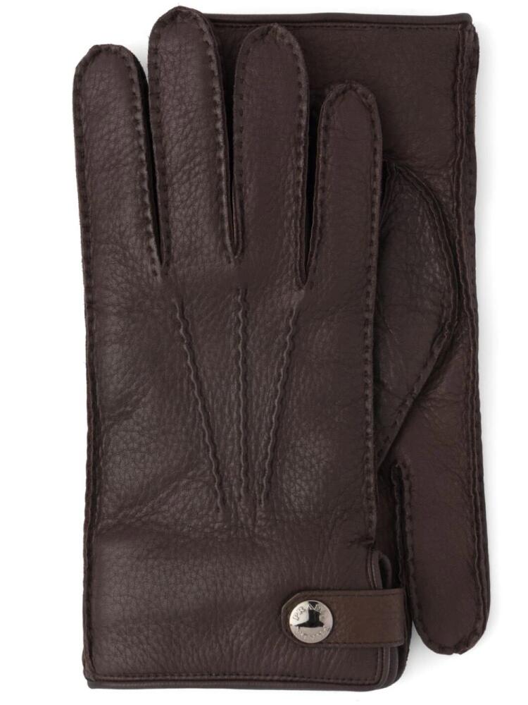 Prada press-stud leather gloves - Brown Cover