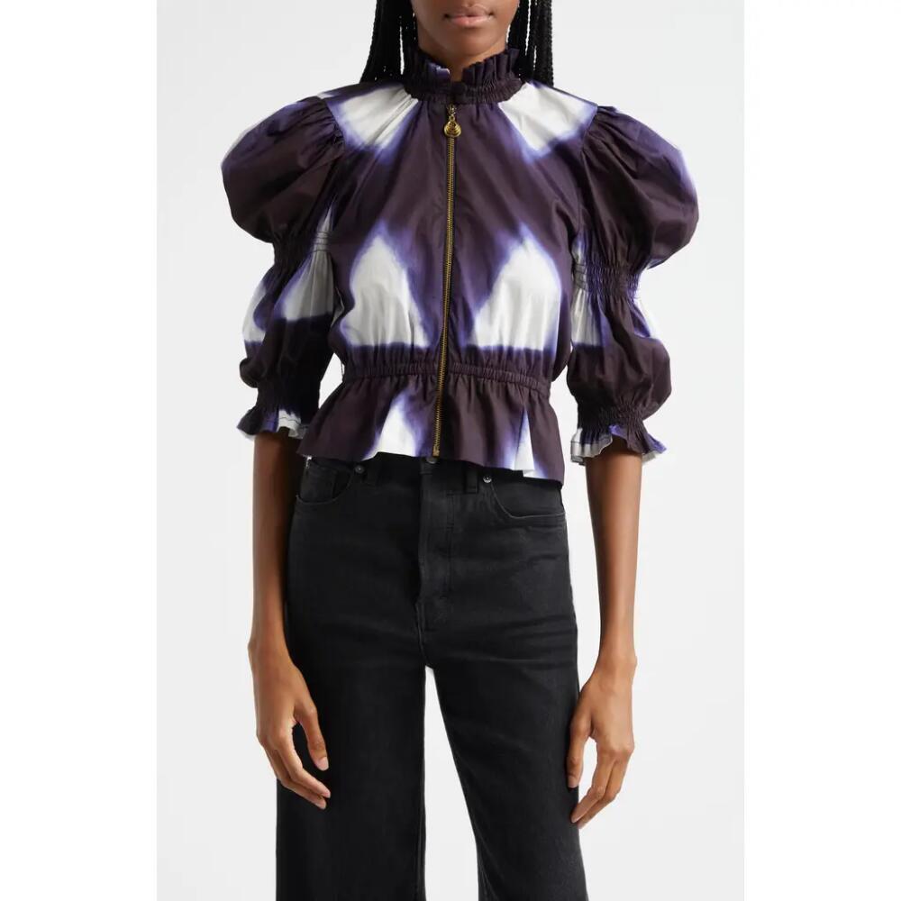 BUSAYO Oreola Peplum Top in Indigo Blue, White Cover