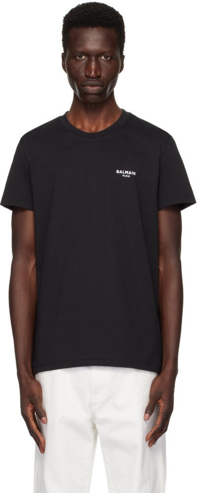 Balmain Black 'Balmain Paris' Flocked T-Shirt Cover