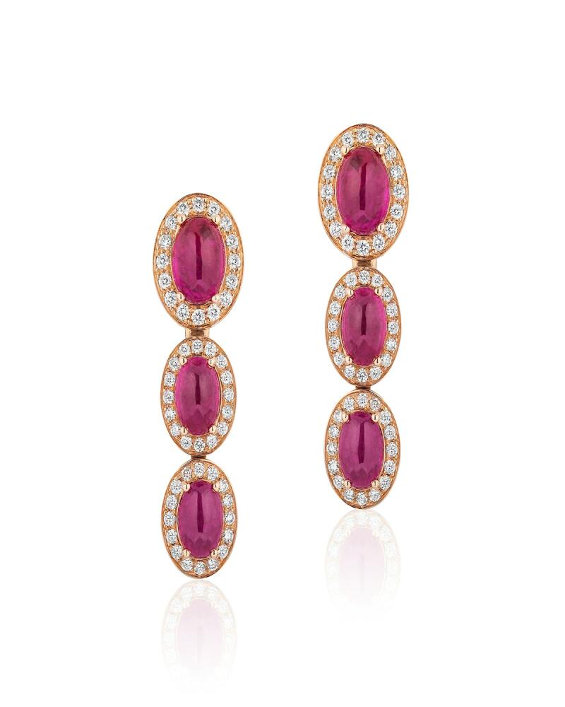 Andreoli 18K Rose Gold Ruby and Diamond Triple Stack Earrings Cover