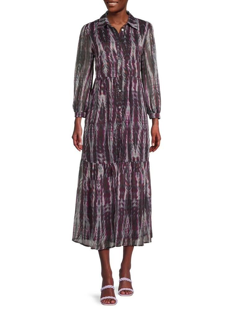 Area Stars Women's Elodie Feather Print Midi Dress - Purple Multi Cover