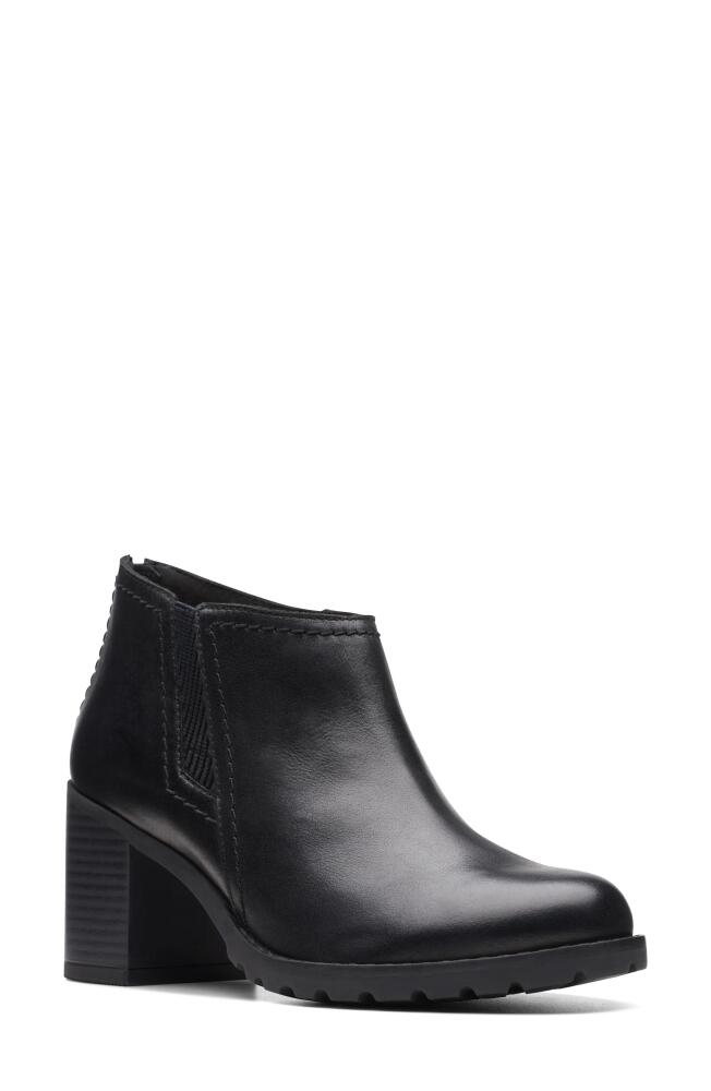 Clarks(r) Leda Step Bootie in Black Leather Cover