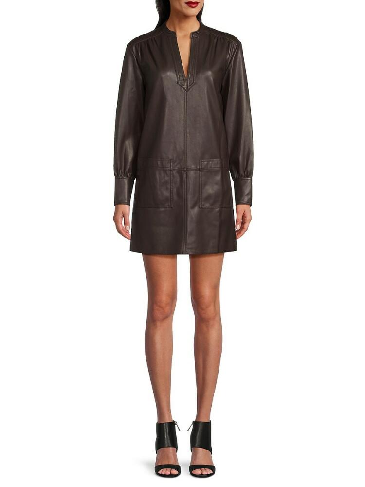 Rebecca Taylor Women's Vegan Leather Mini Dress - Walnut Cover