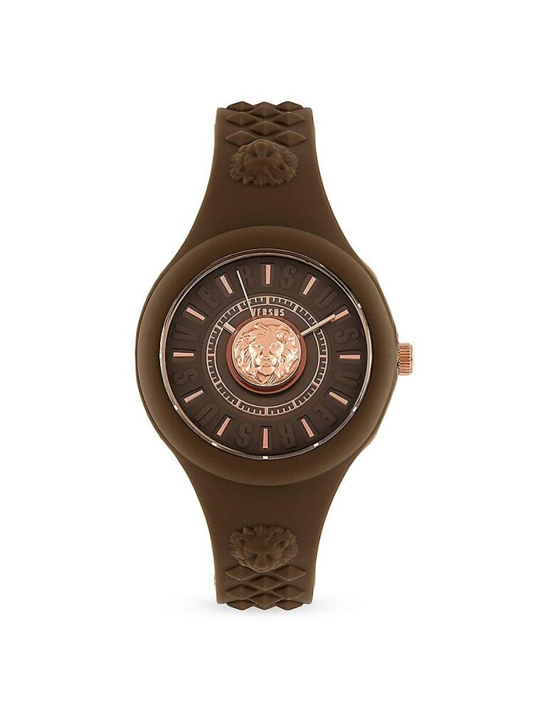 Versus Versace Women's Fire Island Lion 39MM Silicone Watch - Brown Cover