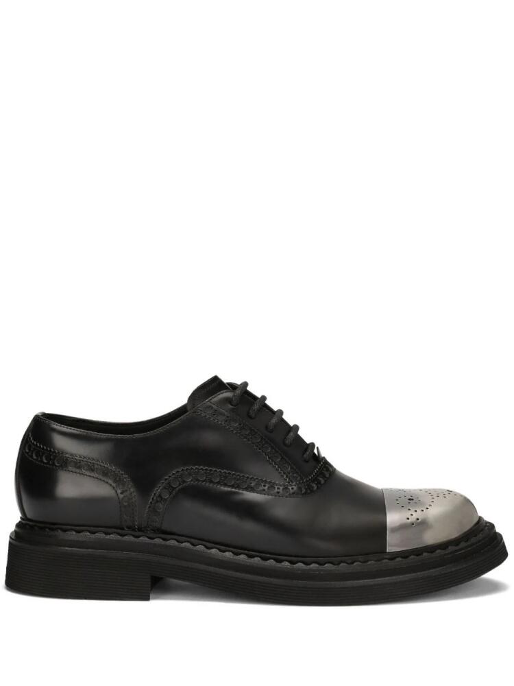 Dolce & Gabbana Francesina contrast-toecap rubber Derby shoes - Black Cover