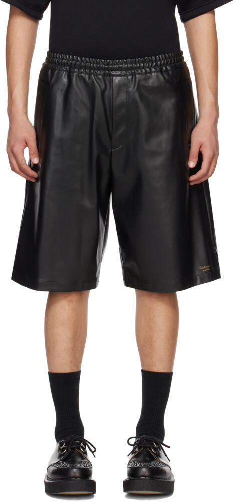 UNDERCOVER Black Drawstrings Faux-Leather Shorts Cover