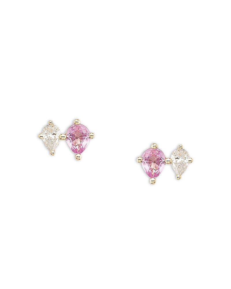 Adina Reyter 14K Yellow Gold Pink Sapphire & Diamond Double Pear Stud Earrings Cover