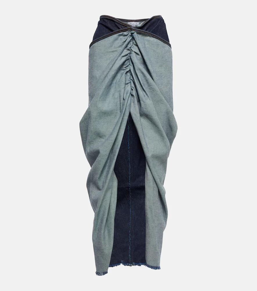 Alaïa Draped denim maxi skirt Cover