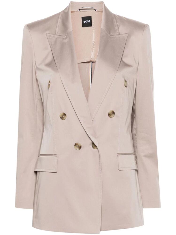 BOSS double-breasted satin blazer - Neutrals Cover