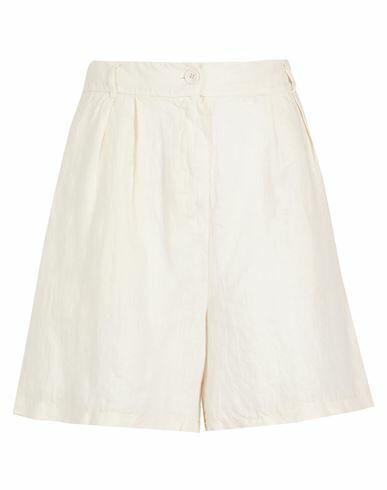 8 By Yoox Linen High-waist Pleated Bermuda Woman Shorts & Bermuda Shorts Cream Linen Cover