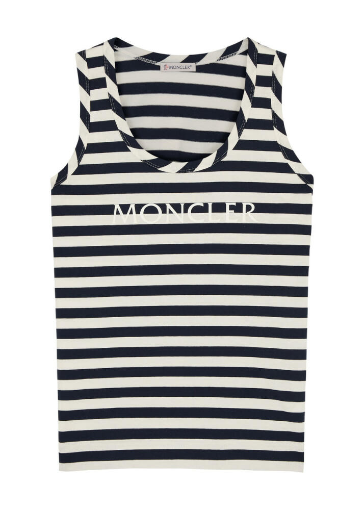 Moncler Striped Logo-print Cotton Tank - Blue Cover