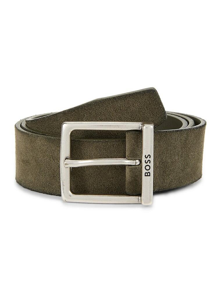 BOSS Men's Rudy Leather Belt - Dark Green Cover