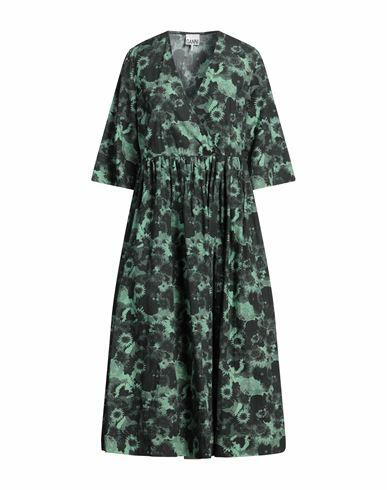 Ganni Woman Midi dress Green Organic cotton Cover