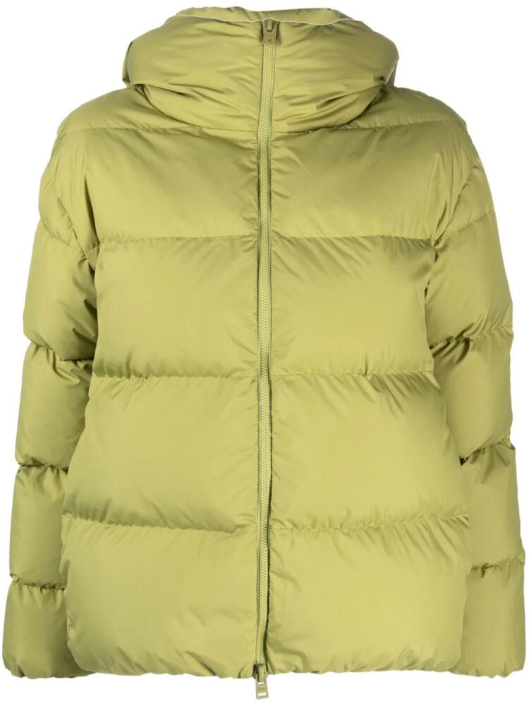 Herno zip-up hooded down jacket - Green Cover