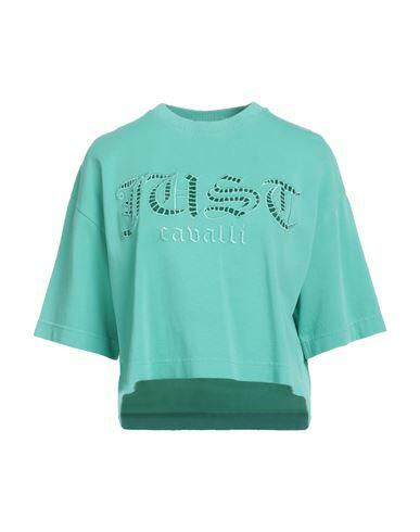 Just Cavalli Woman Sweatshirt Light green Cotton, Viscose, Polyamide, Elastane Cover