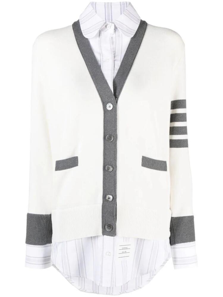 Thom Browne Milano-stitch oxford shirt cardigan combo - White Cover