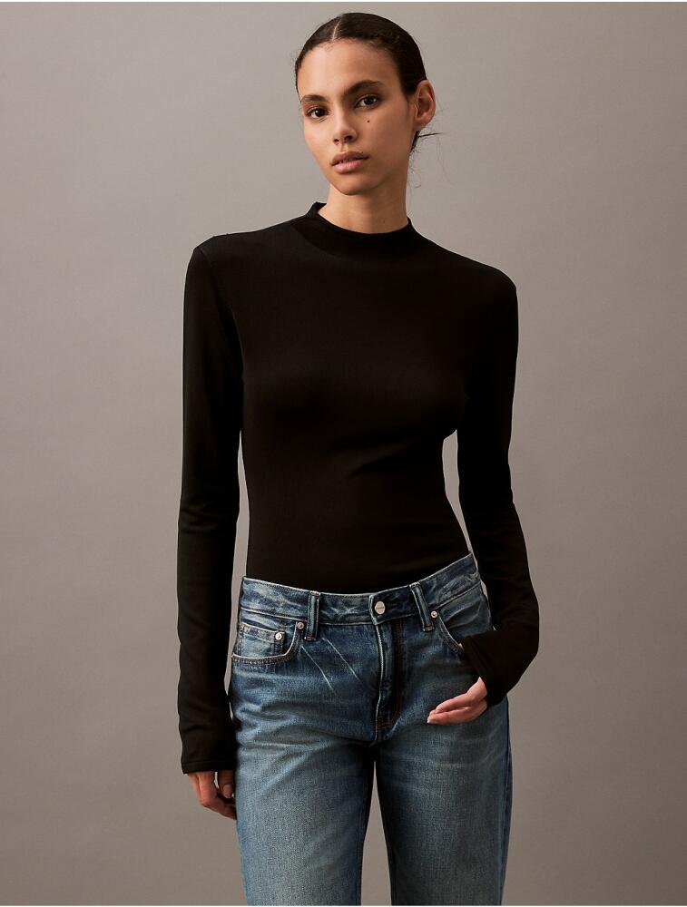 Calvin Klein Women's Mock Neck Viscose Sweater - Black Cover