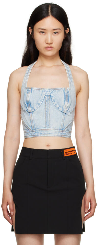 Heron Preston Blue Paneled Denim Tank Top Cover