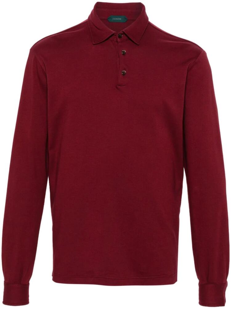 Zanone long-sleeve cotton polo shirt - Red Cover