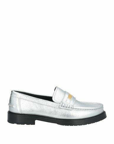 Moschino Woman Loafers Silver Leather Cover