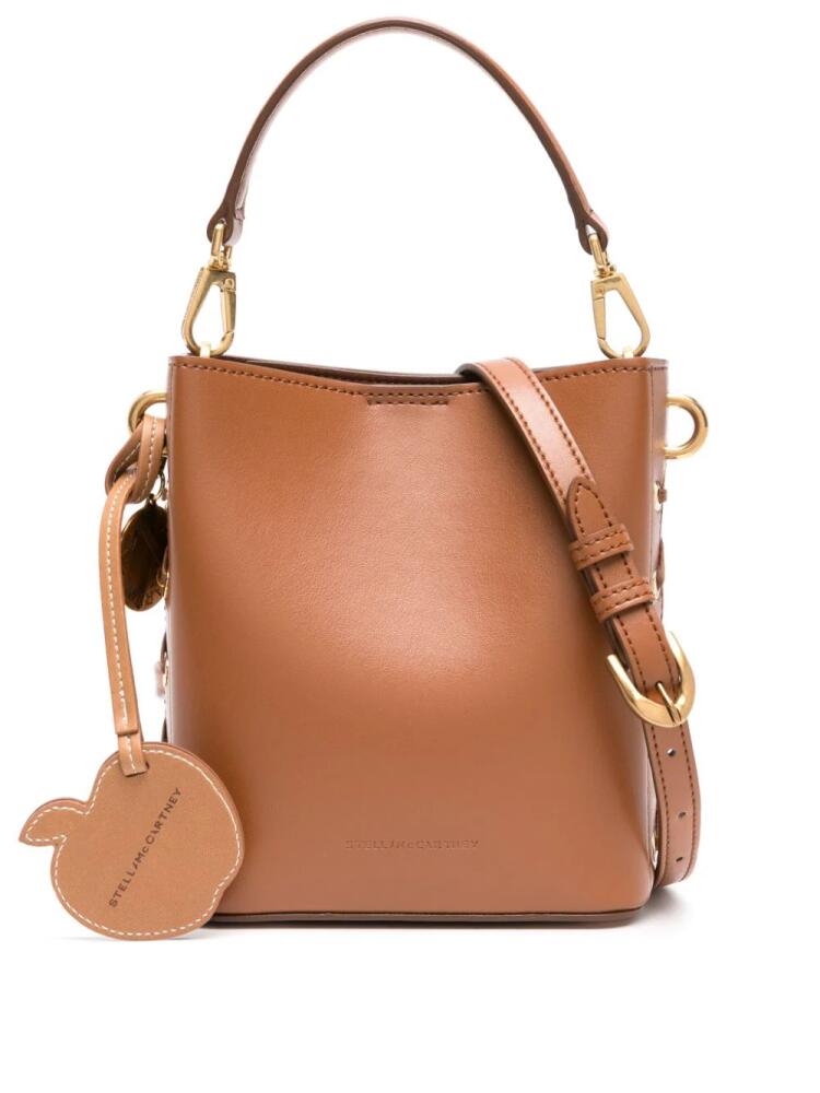 Stella McCartney logo-charm faux-leather bucket bag - Brown Cover