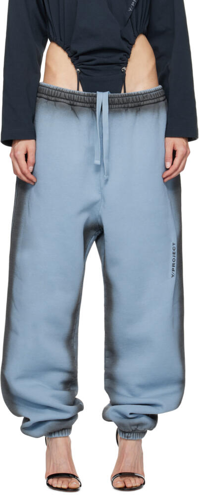 Y/Project Blue Pinched Logo Sweatpants Cover