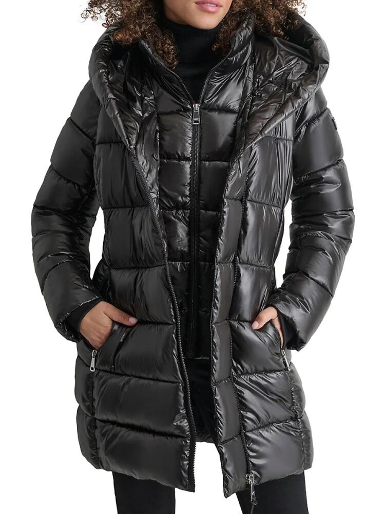 DKNY Women's Bib Puffer Coat - Black Cover