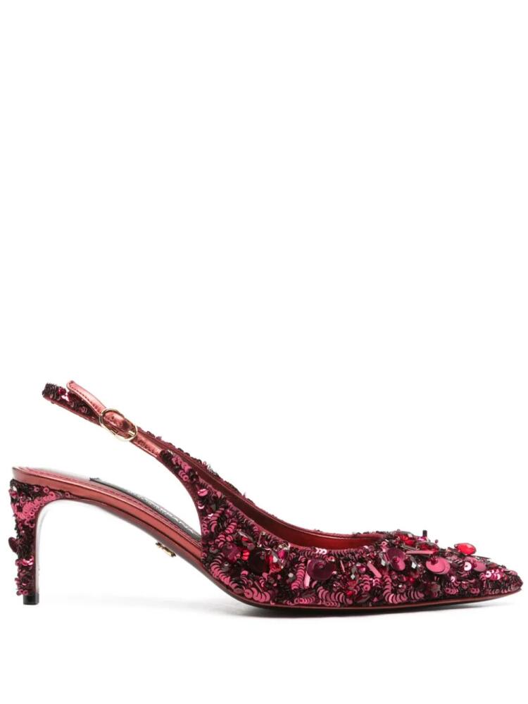 Dolce & Gabbana 75mm sequinned pumps - Red Cover