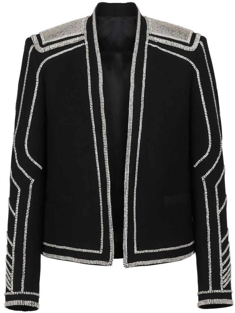 Balmain rhinestone-embellished cotton blazer - Black Cover