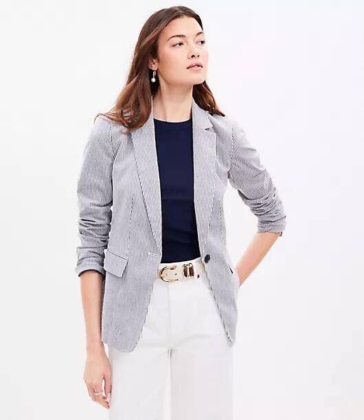 Loft Petite Seersucker Tailored Blazer Cover