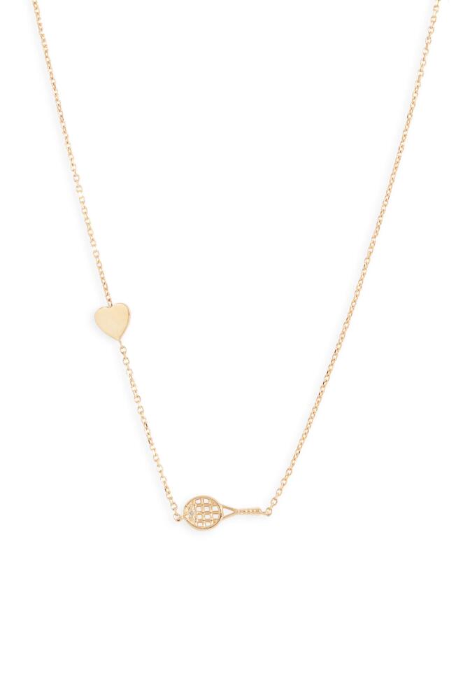 Anzie Diamond Tennis Racket Pendant Necklace in Gold Cover