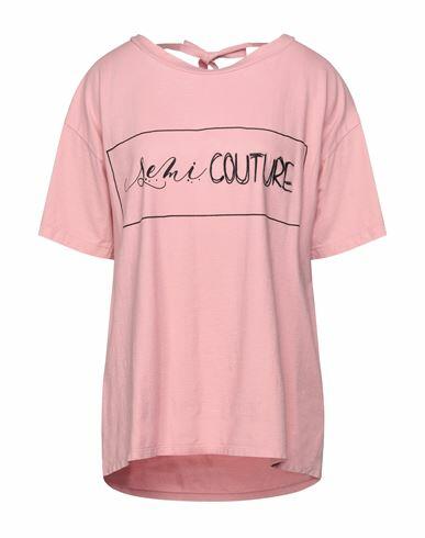 Semicouture Woman T-shirt Pink Cotton Cover