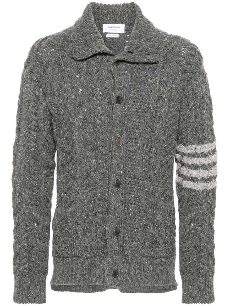 Thom Browne 4-Bar stripe cable-knit cardigan - Grey Cover