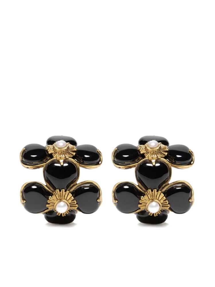 Goossens Clover floral-motif clip-on earrings - Gold Cover