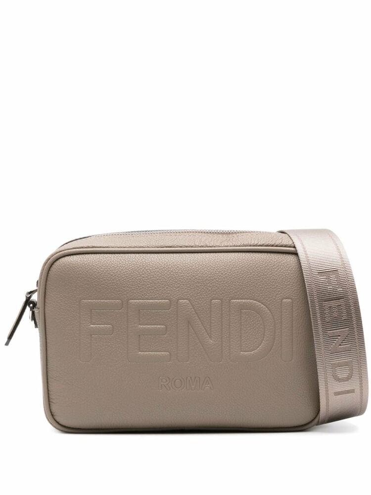 FENDI logo-embossed leather camera case - Brown Cover