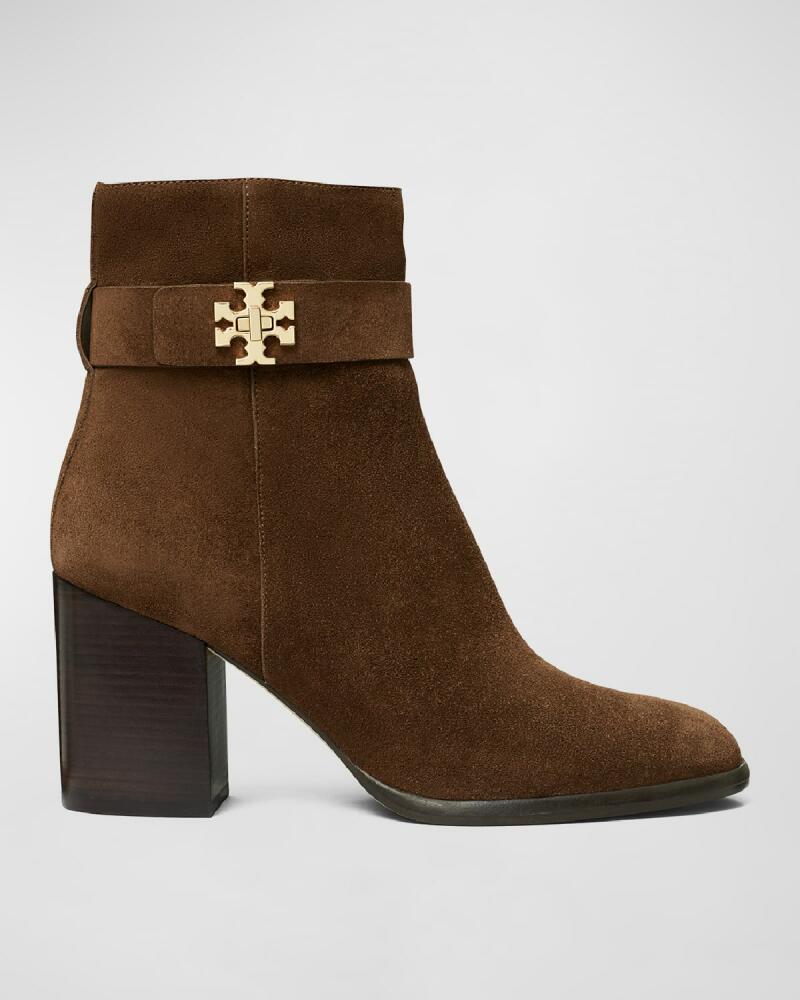 Tory Burch T-Lock Heeled Suede Ankle Boots Cover