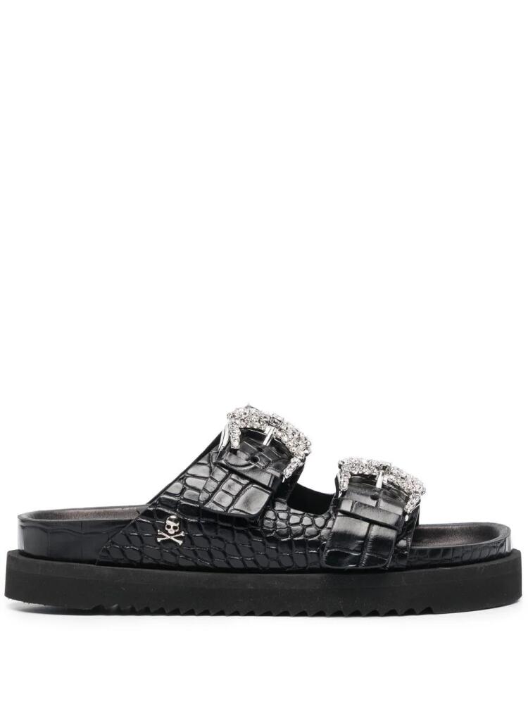 Philipp Plein crystal-buckle slides - Black Cover