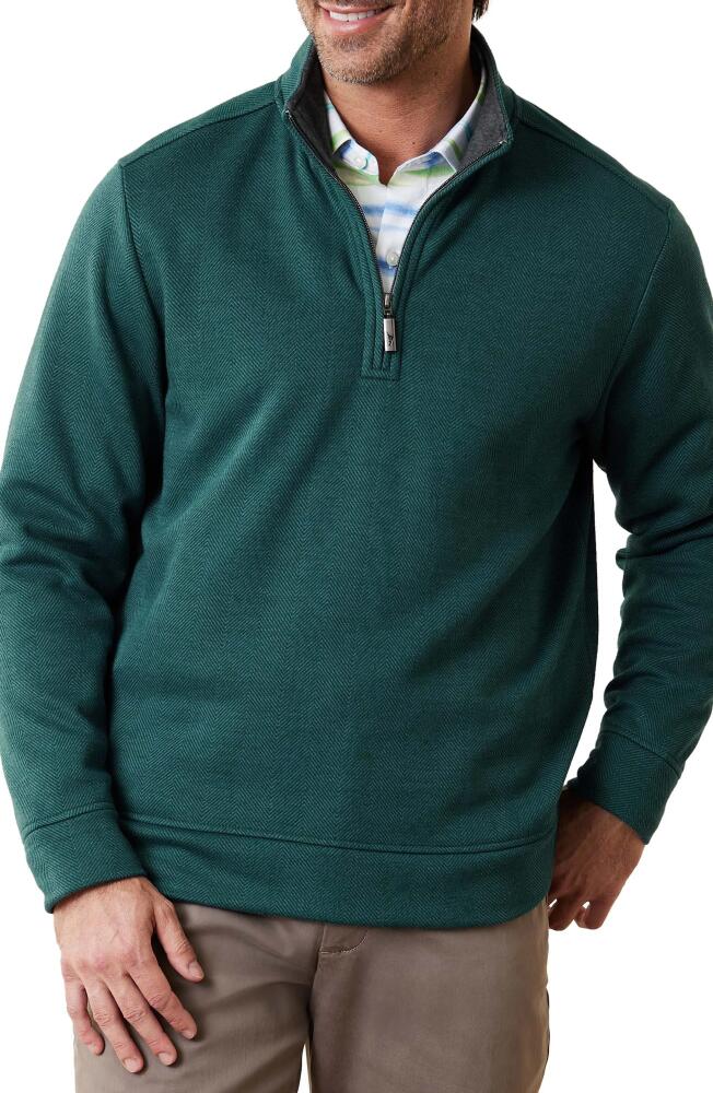 Tommy Bahama New Castle Chevron Quarter Zip Pullover Sweater in Forest Green Cover