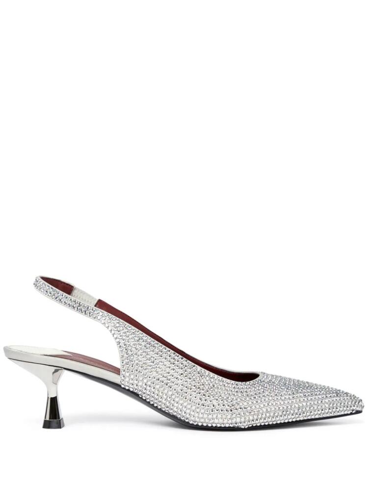 Stella McCartney 50mm crystal-embellished kitten heel slingback pumps - Silver Cover